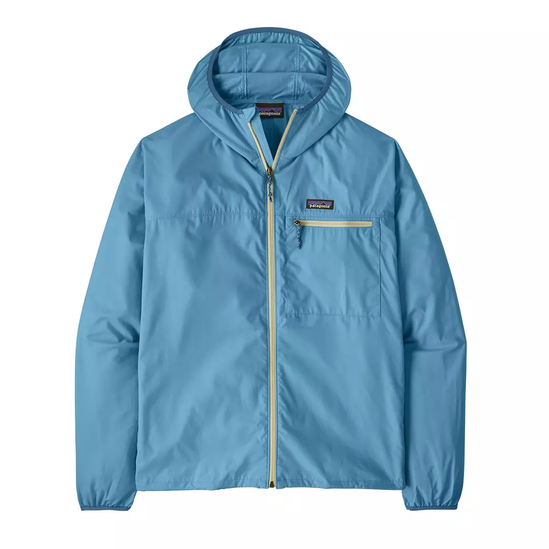 Patagonia blue hooded lightweight weather repellent jacket