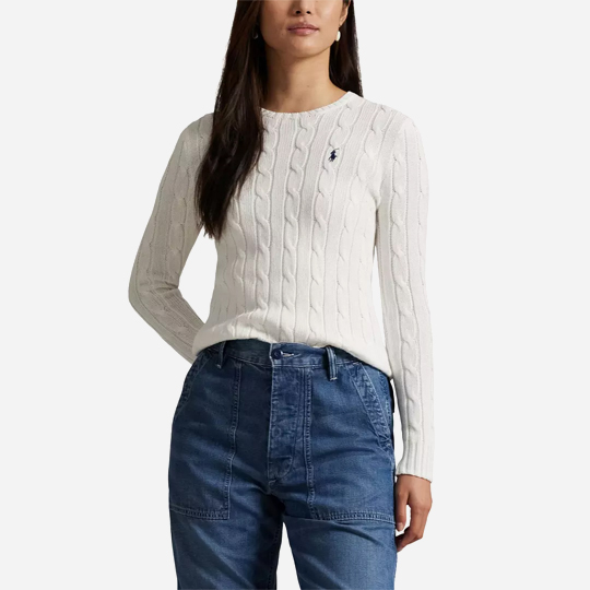 Polo Ralph Lauren Women's Cable Knit Cotton Crew Neck Sweater